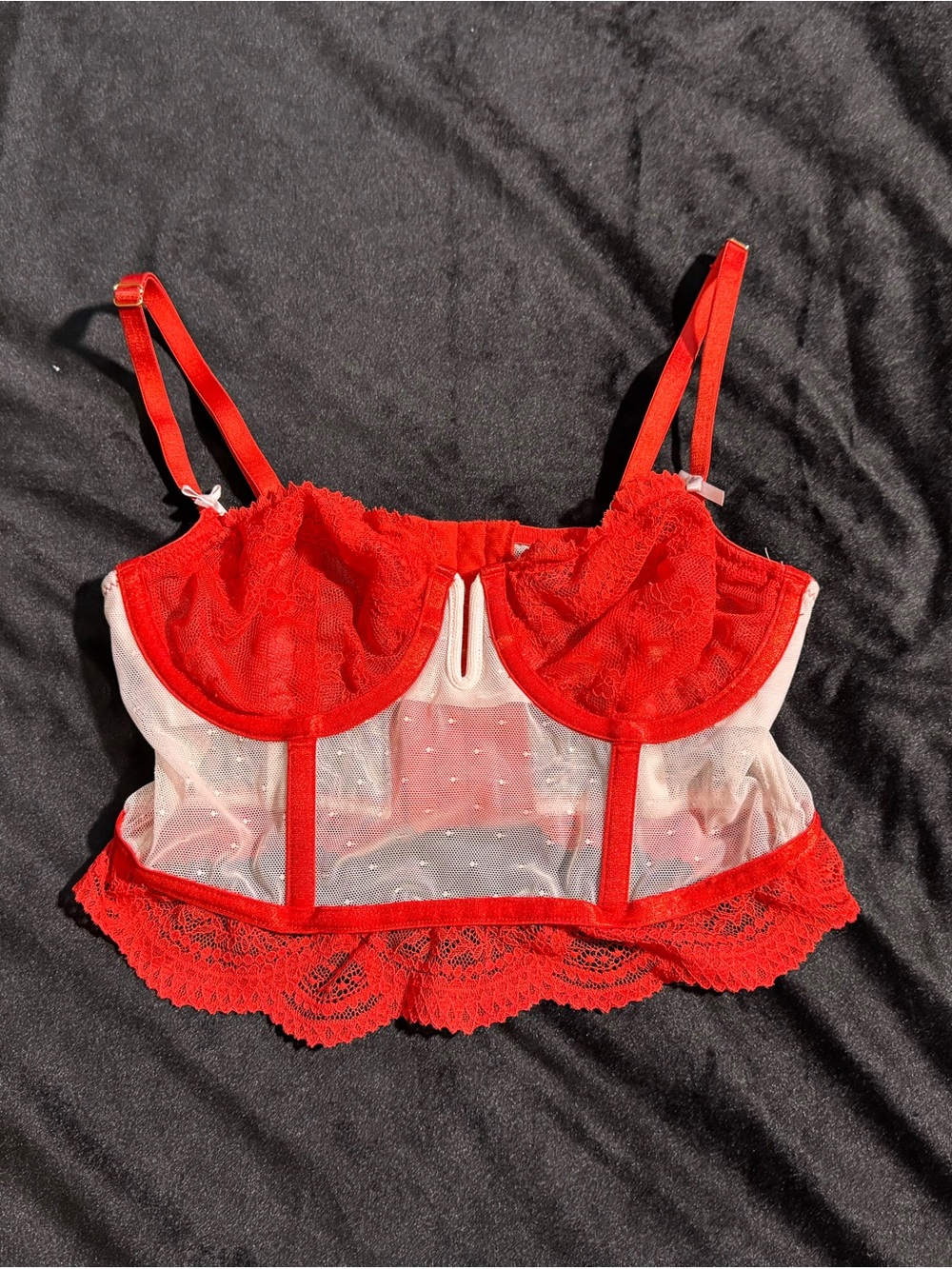 Auden Red Lace Sheer Underwire Bralette Crop
